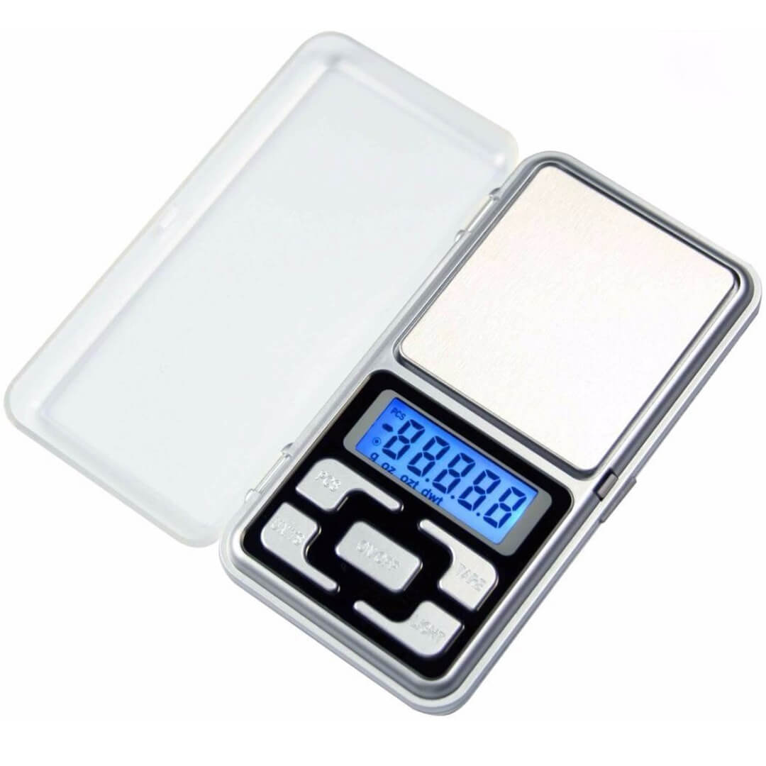 Báscula digital de precisión de gramos, 0.001 onzas/0.00 oz 17.64 oz,  báscula de bolsillo electrónica portátil para joyería, tara, apagado  automático
